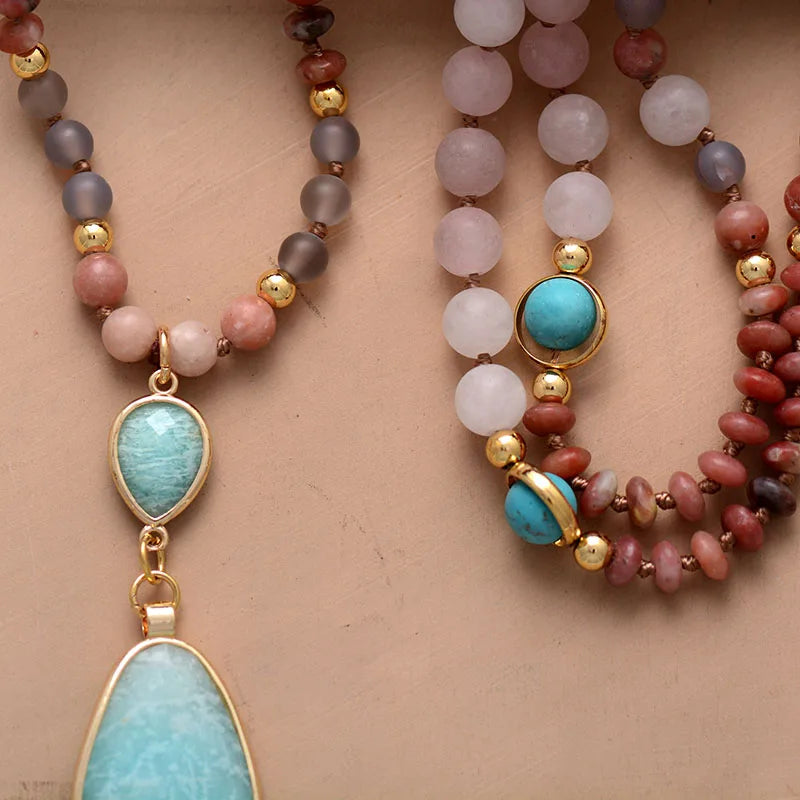 SerenityStone Turquoise & Amazonite Pendant Necklace — Handmade Balance & Harmony