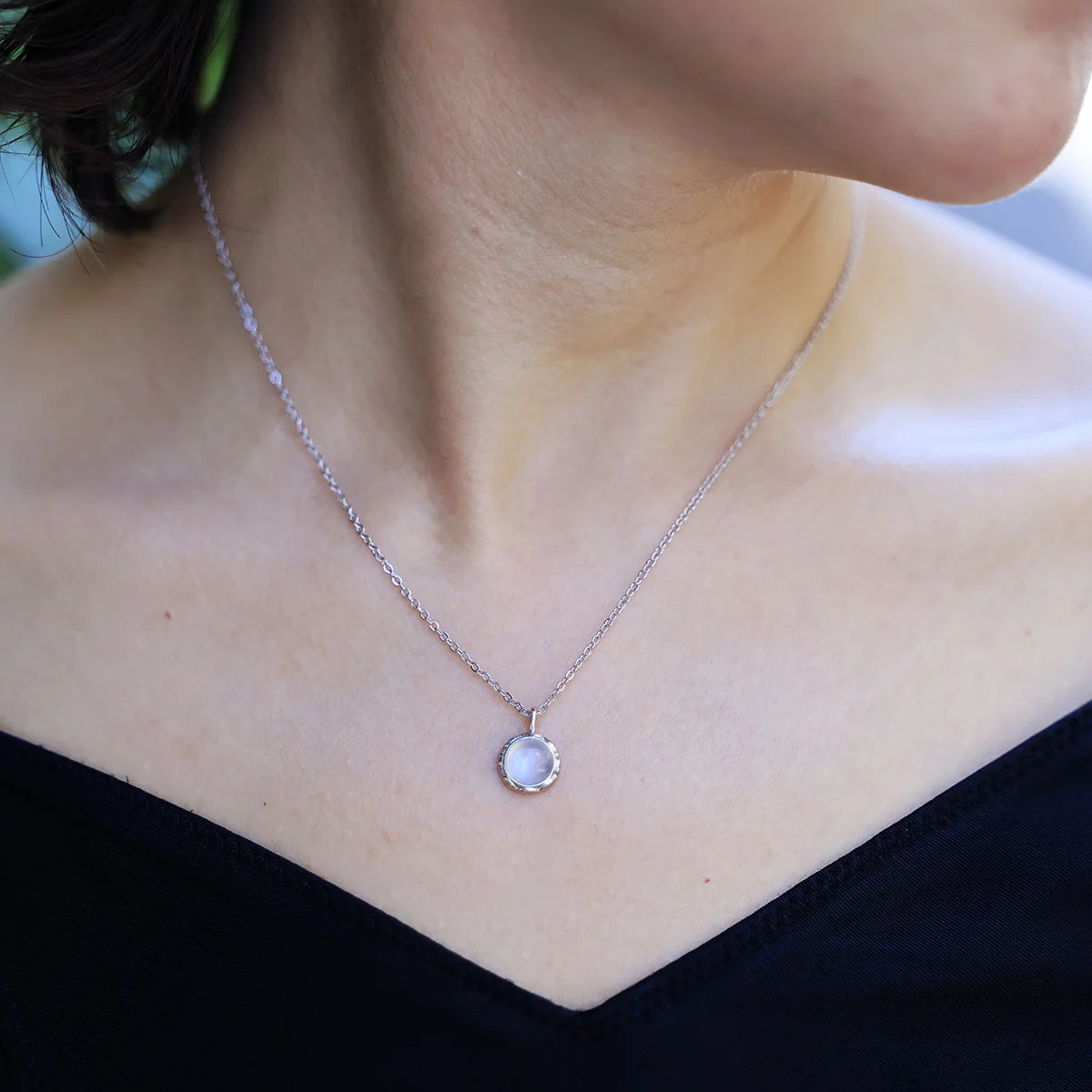 SereneWave Larimar Necklace β Silver-Plated Choker & Natural Stone