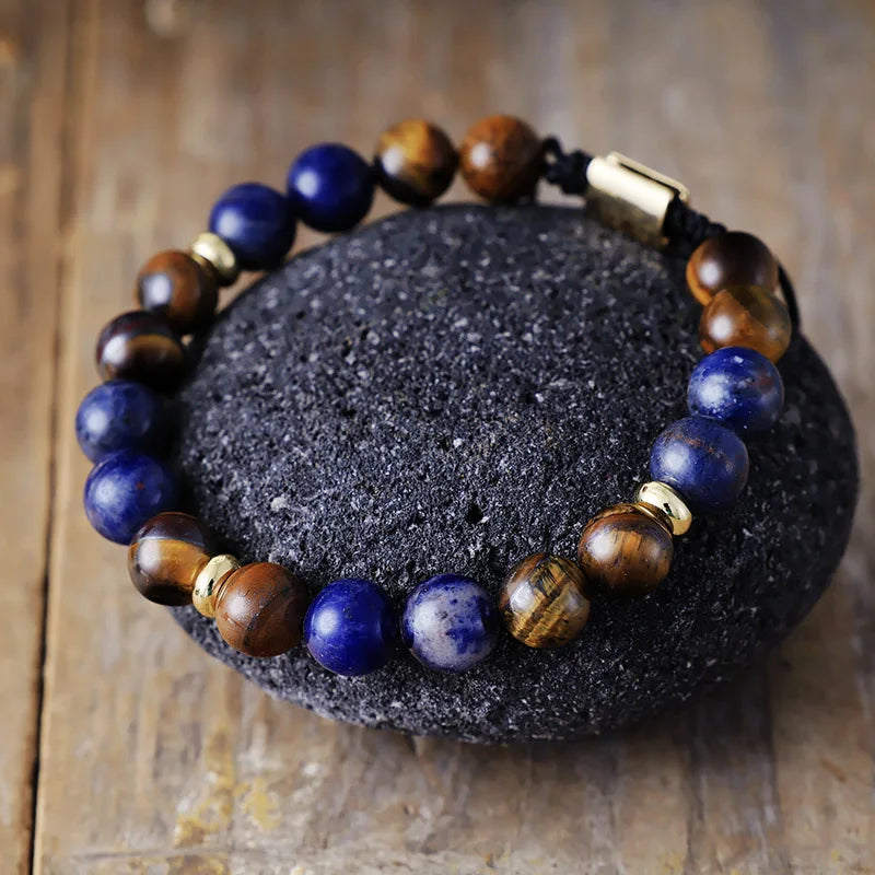StrengthFlow Tiger Eye Bracelet β Handmade Natural Stone