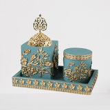 FLoral bahkoor incense burner turquoise