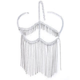 Rhinestone mask with tassel fringe muslim bride