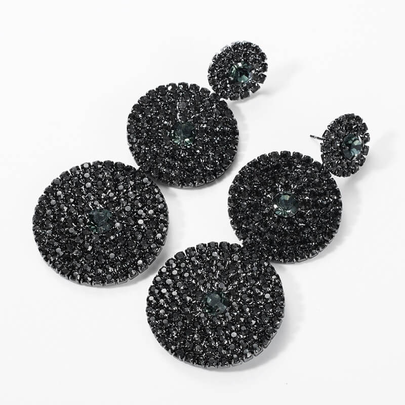 Boucles d'oreilles pendantes rondes glamour en strass