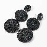 Glam' Round Rhinestone Dangle Earrings