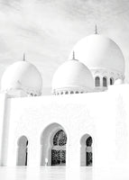 Chic islamic white mosque wallart canva