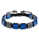 StoneCraft Square Bead Bracelet — Natural Stones & Braided Design