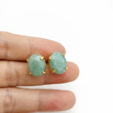 ElegantOval Stud Earrings —  Natural Stone