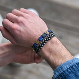 StoneCraft Square Bead Bracelet — Natural Stones & Braided Design