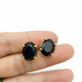 ElegantOval Stud Earrings —  Natural Stone
