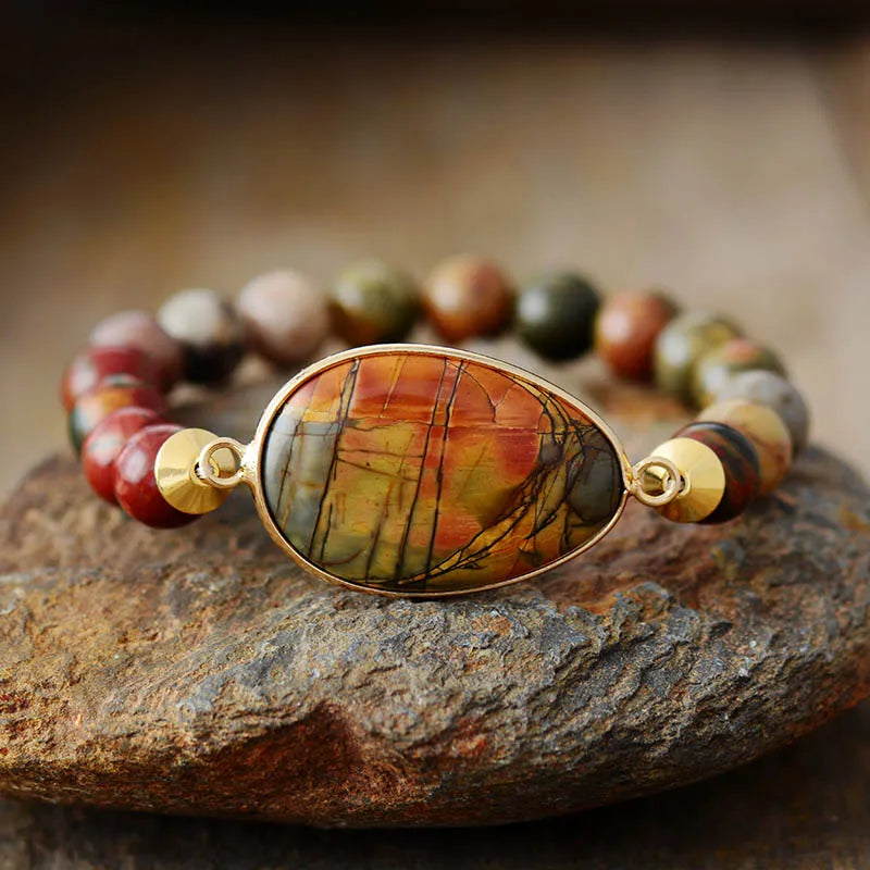 EarthStone Picasso Jasper Bracelet — Handmade Grounding & Creativity