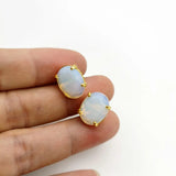 ElegantOval Stud Earrings —  Natural Stone
