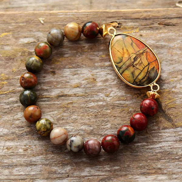 EarthStone Picasso Jasper Bracelet — Handmade Grounding & Creativity