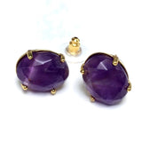 ElegantOval Stud Earrings —  Natural Stone