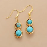 TurquoiseTwist Hoop Earrings — Gold Plated & Natural Stone