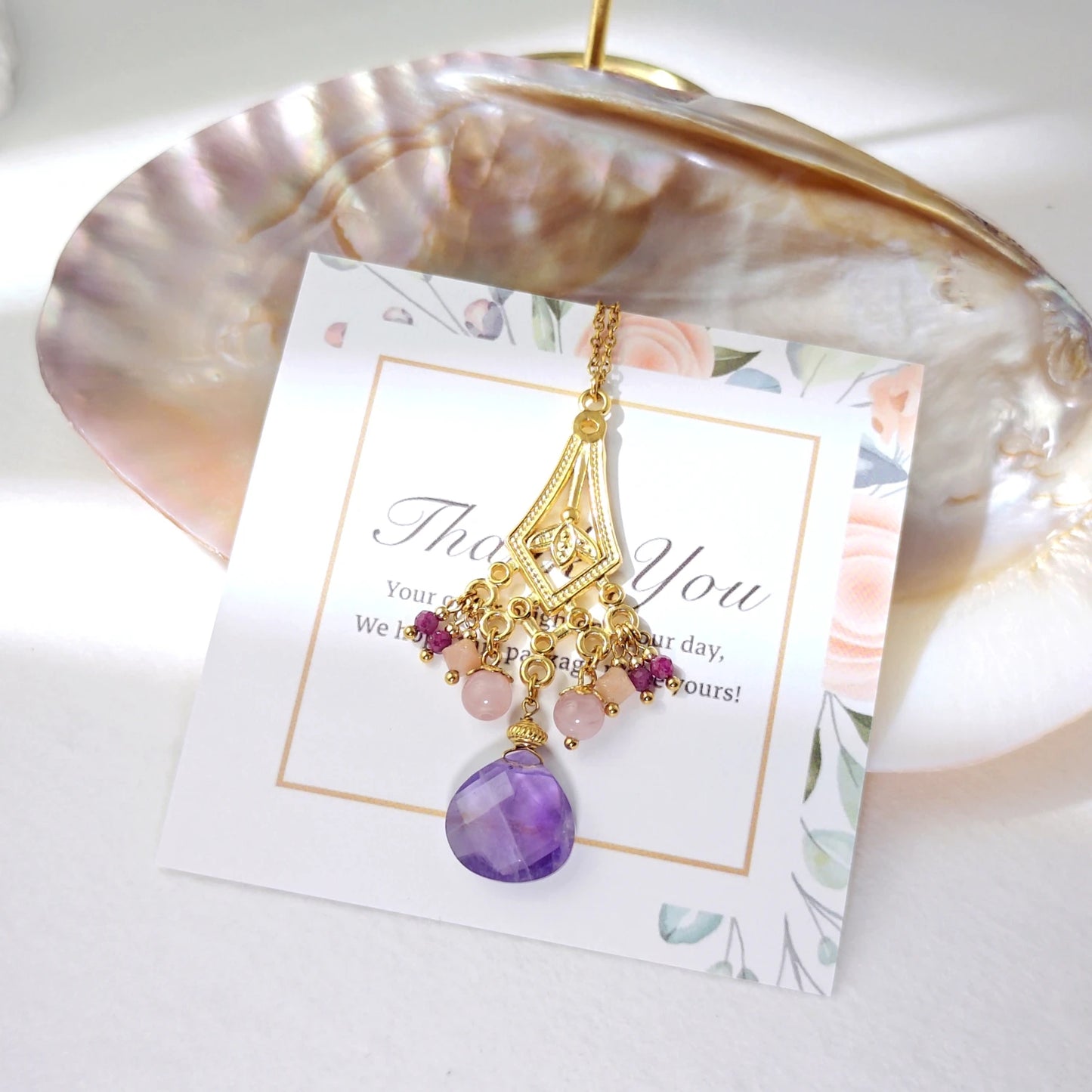 amethyst stone necklace healing mothers gifts