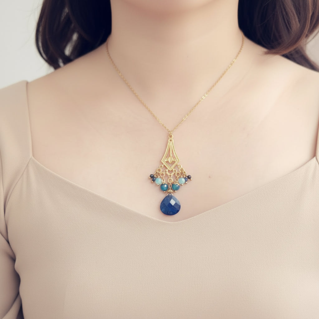  lapis lazuli stone necklace yoga gifts