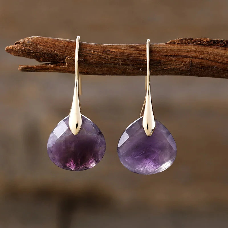 Boucles d'oreilles AquaLuxe en forme de goutte d'eau — Plaqué or et pierre naturelle