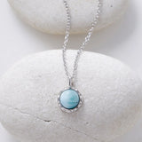 SereneWave Larimar Necklace — Silver-Plated Choker & Natural Stone