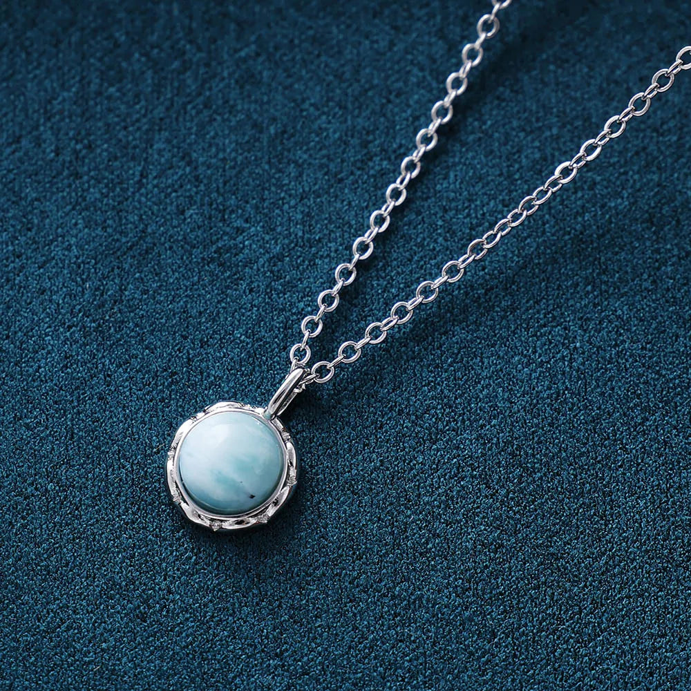 SereneWave Larimar Necklace — Silver-Plated Choker & Natural Stone
