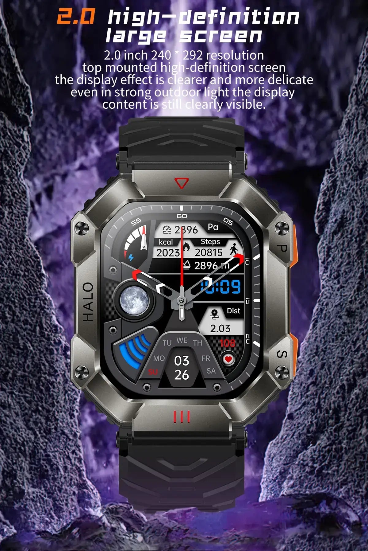 Outdoor Smartwatch Android iOS Compatible Watch