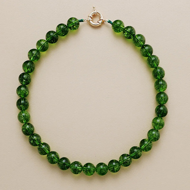 VitalLeaf Green Quartz Necklace & Earrings Set — Natural Stone