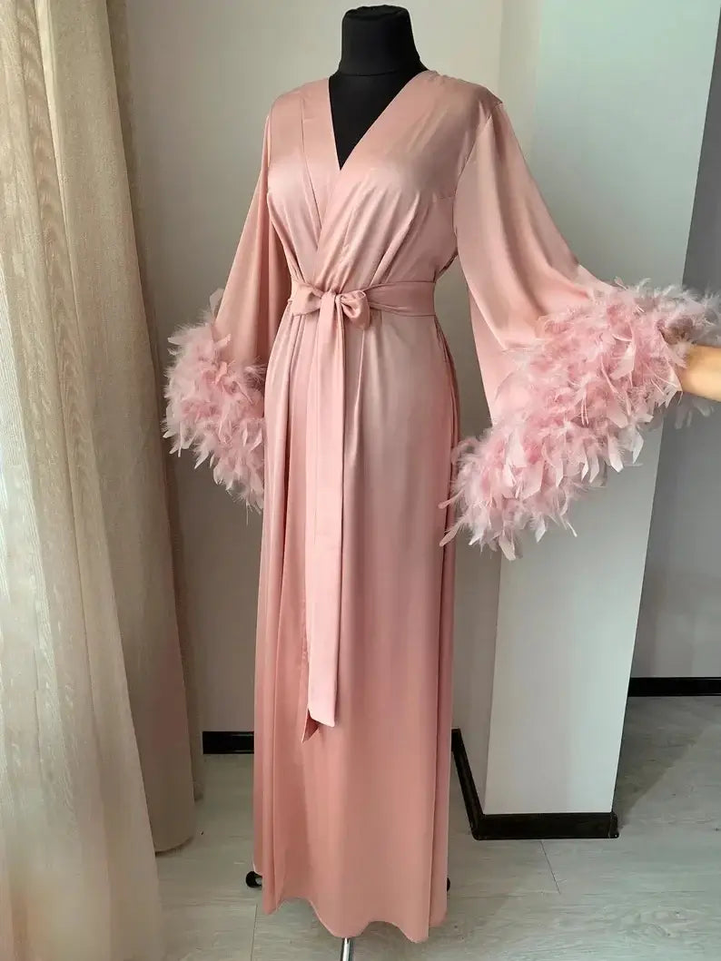 Silk Feather Bridal Robe