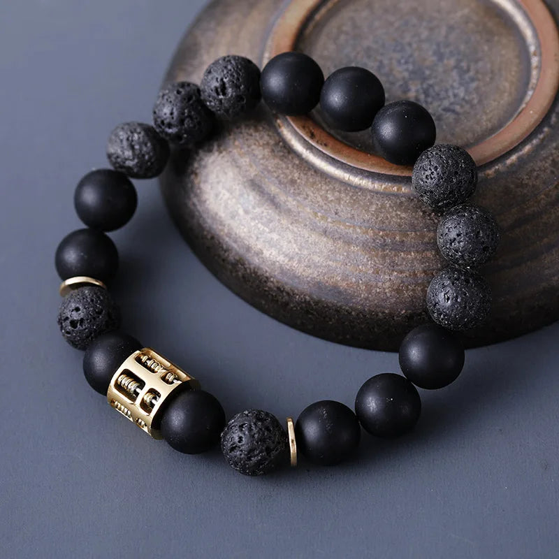 Bracelet NightStone Onyx — Acier inoxydable et pierre naturelle