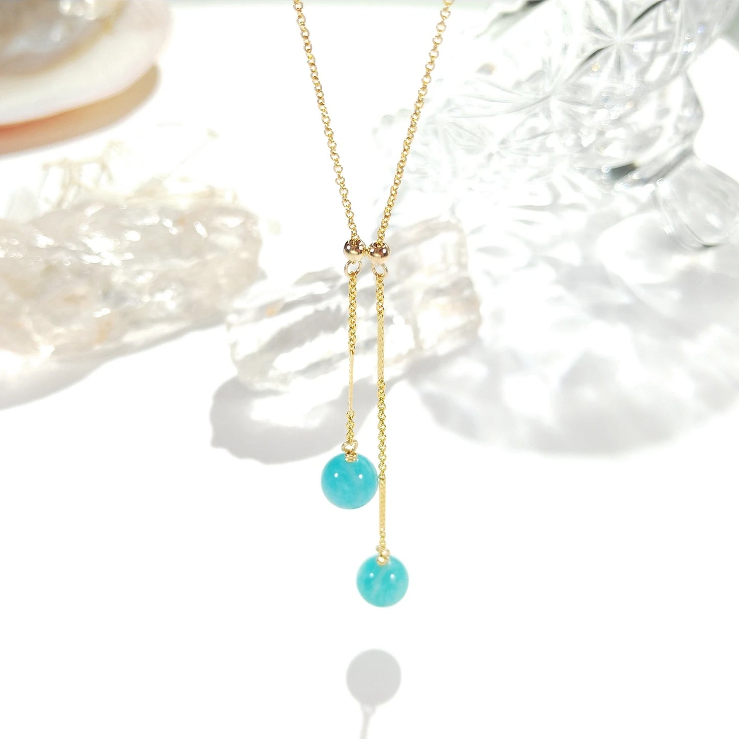 GoldenHarmony Healing Gems Necklace — 14K Gold Filled