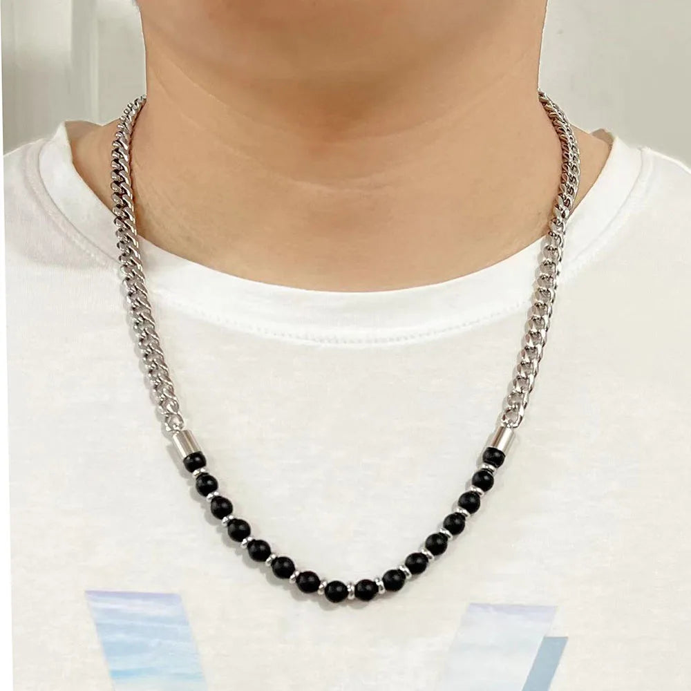Men's Natural Stone Beaded Necklace