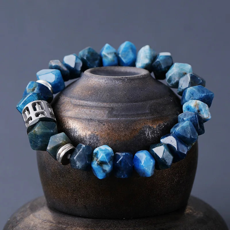 OceanFlow Apatite Bracelet — Stainless Steel & Natural Stone
