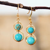 TurquoiseTwist Hoop Earrings — Gold Plated & Natural Stone