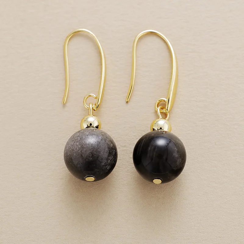ShadowLuxe Silver Obsidian Necklace & Earrings Set
