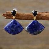 CelesteArt Sodalite Earrings — Gold Plated & Natural Stone