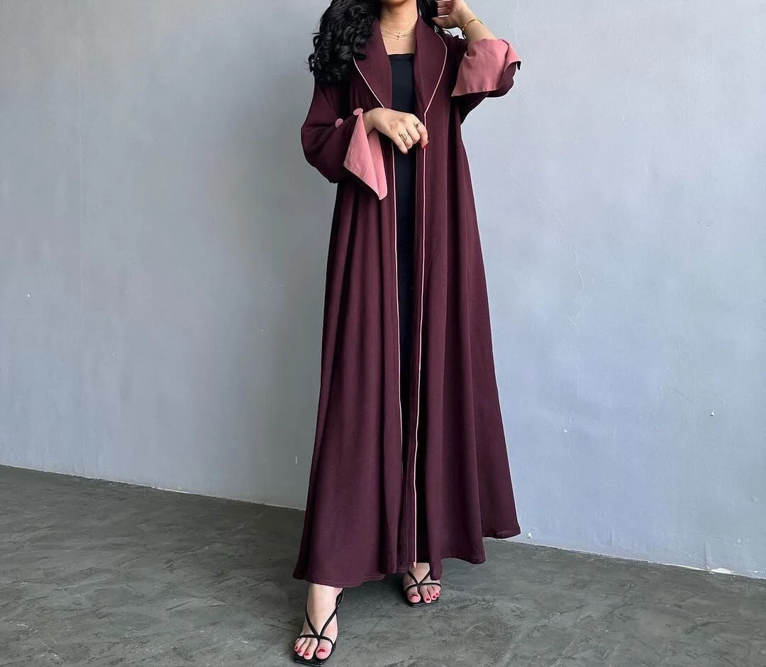 Veste kimono Breeze kaki/rouge vin