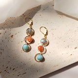CelestiaDrop Labradorite, Sunstone & Larimar Earrings — 18K Gold Plated & 925 Sterling Silver