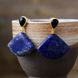 CelesteArt Sodalite Earrings — Gold Plated & Natural Stone