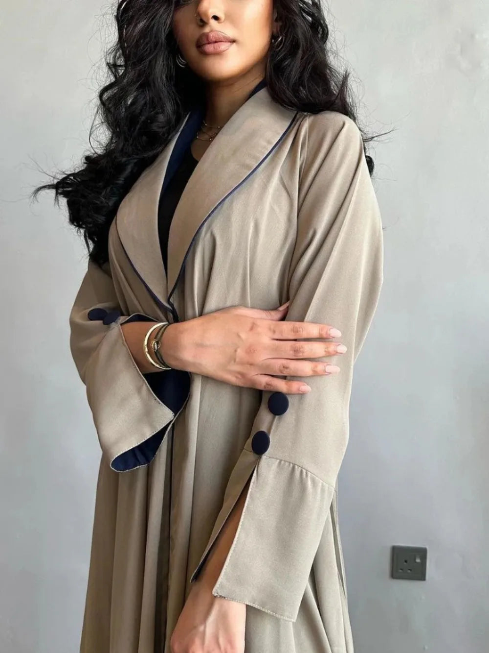 Veste kimono Breeze kaki/rouge vin