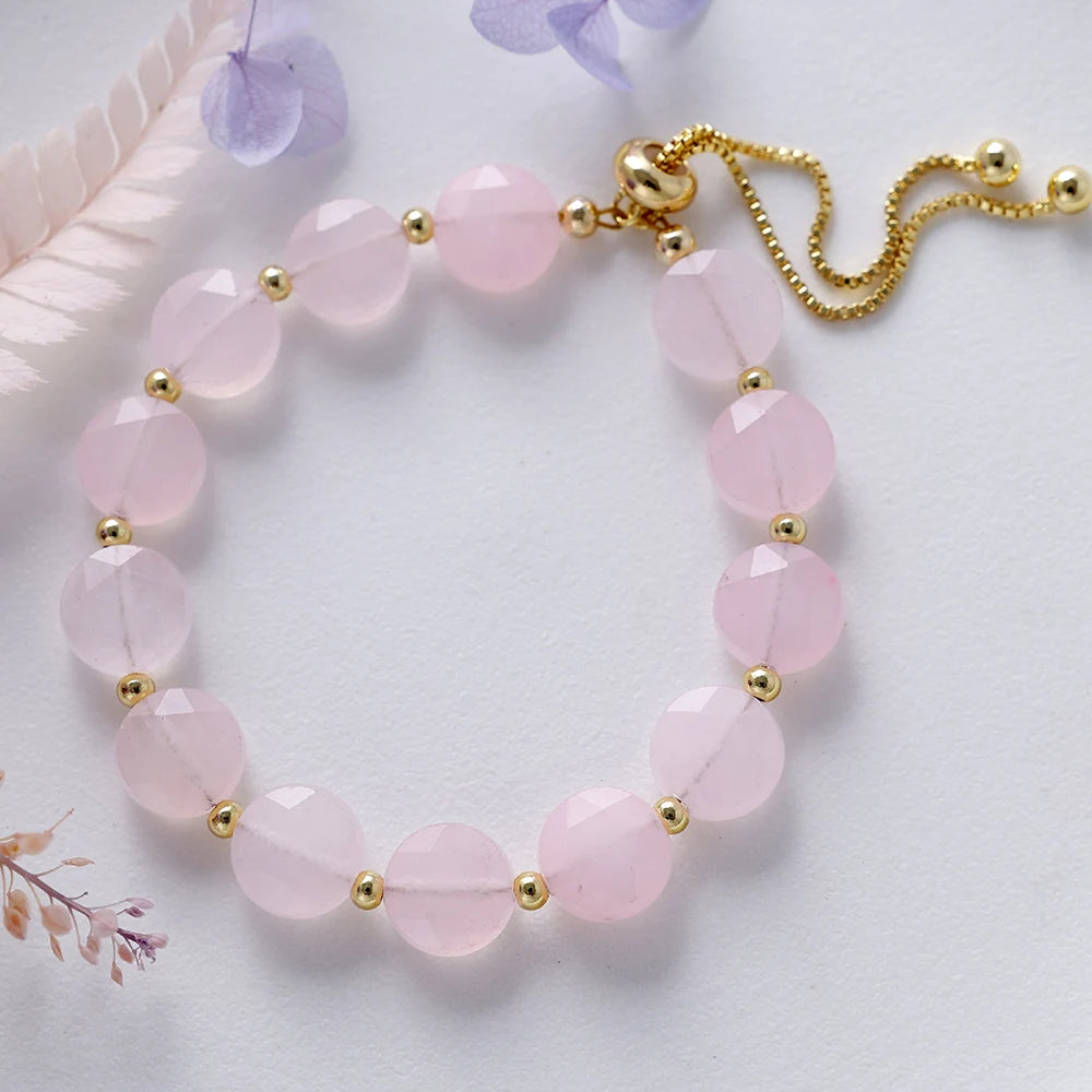 CrystalFlow Slide Bracelet — Brass & Natural Stones