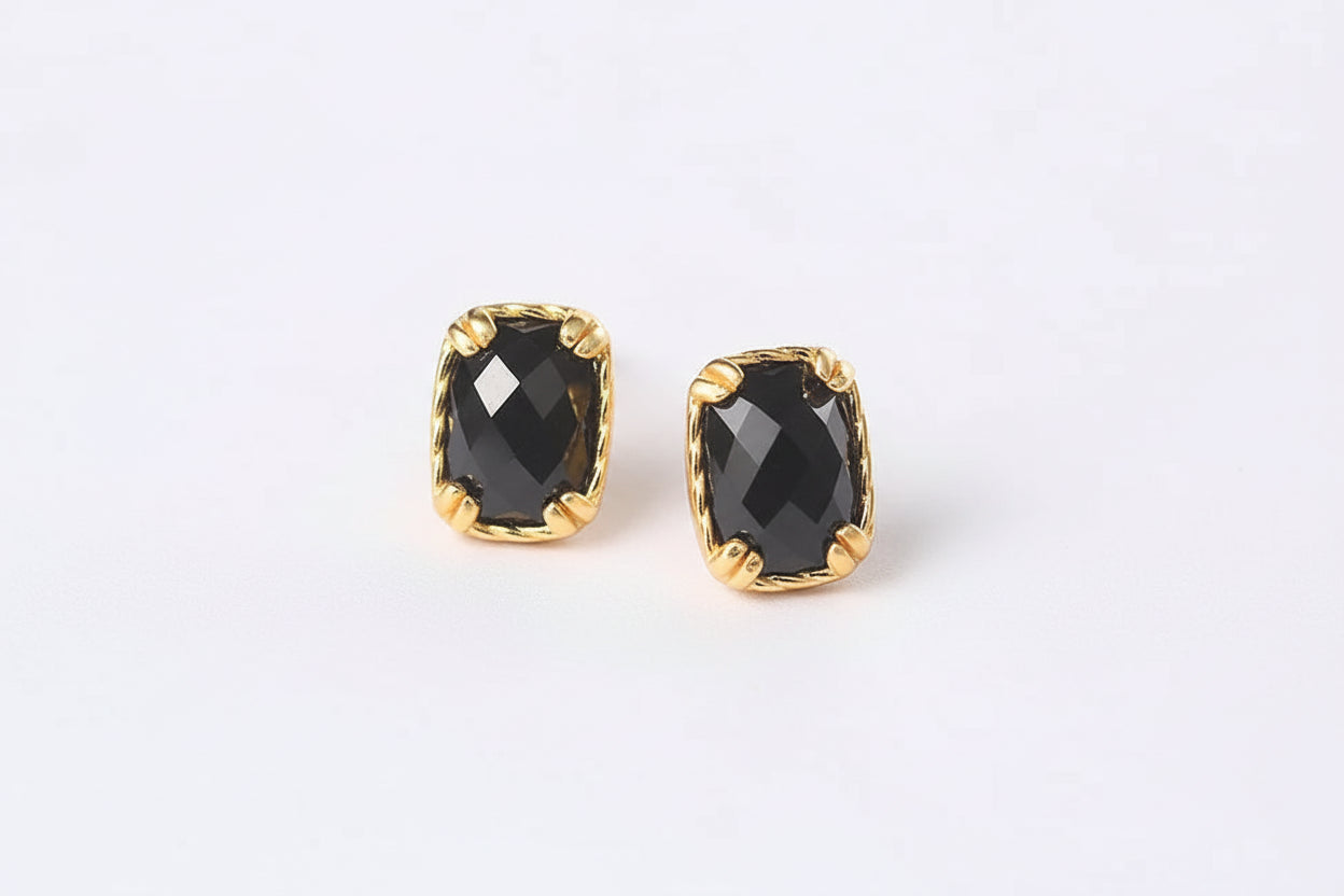 MoonVeil Black Agate Jewelry Set — 925 Sterling Silver & 14K Gold Plated