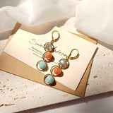 CelestiaDrop Labradorite, Sunstone & Larimar Earrings — 18K Gold Plated & 925 Sterling Silver