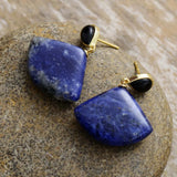 CelesteArt Sodalite Earrings — Gold Plated & Natural Stone
