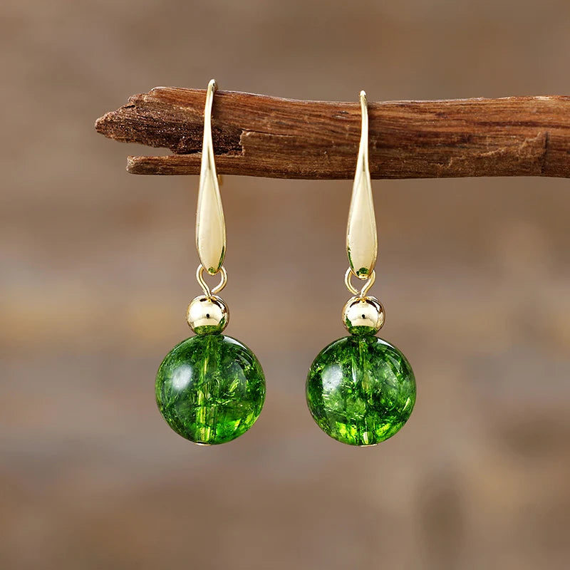 VitalLeaf Green Quartz Necklace & Earrings Set — Natural Stone