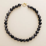 ShadowLuxe Silver Obsidian Necklace & Earrings Set