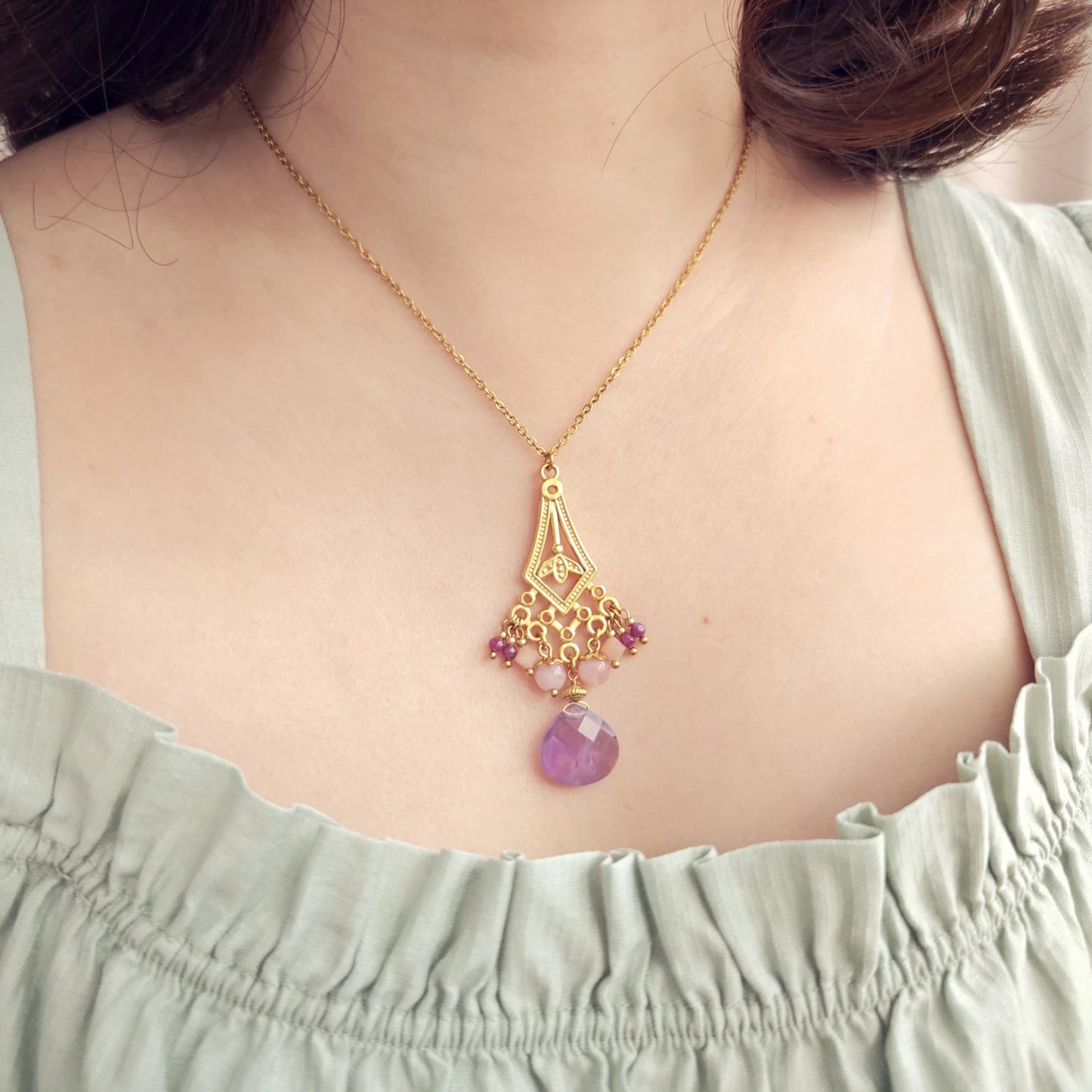 amethyst stone necklace healing gifts