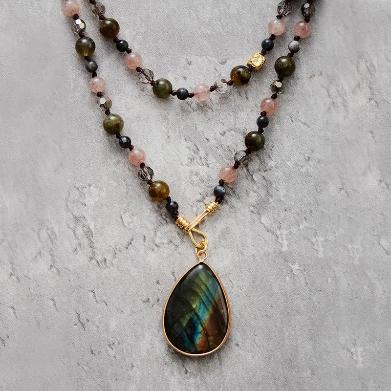 yoga cristal healing medidation labradorite unisex jewelry