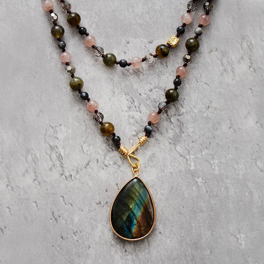 yoga cristal healing medidation labradorite unisex jewelry