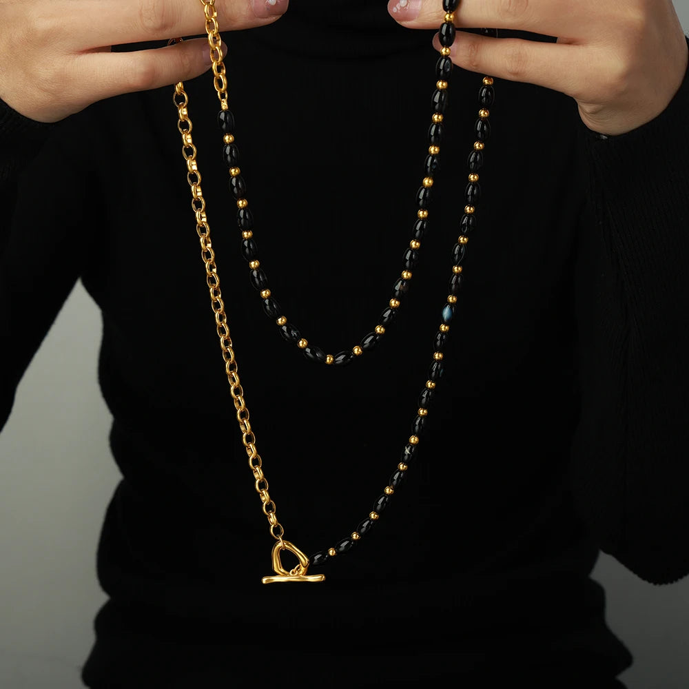 Long agate gemstone necklace for women