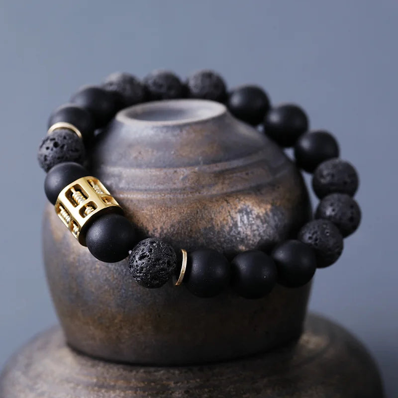 Bracelet NightStone Onyx — Acier inoxydable et pierre naturelle