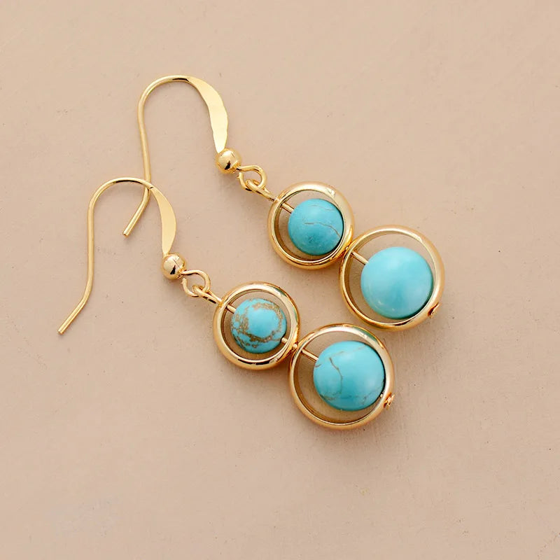 TurquoiseTwist Hoop Earrings — Gold Plated & Natural Stone