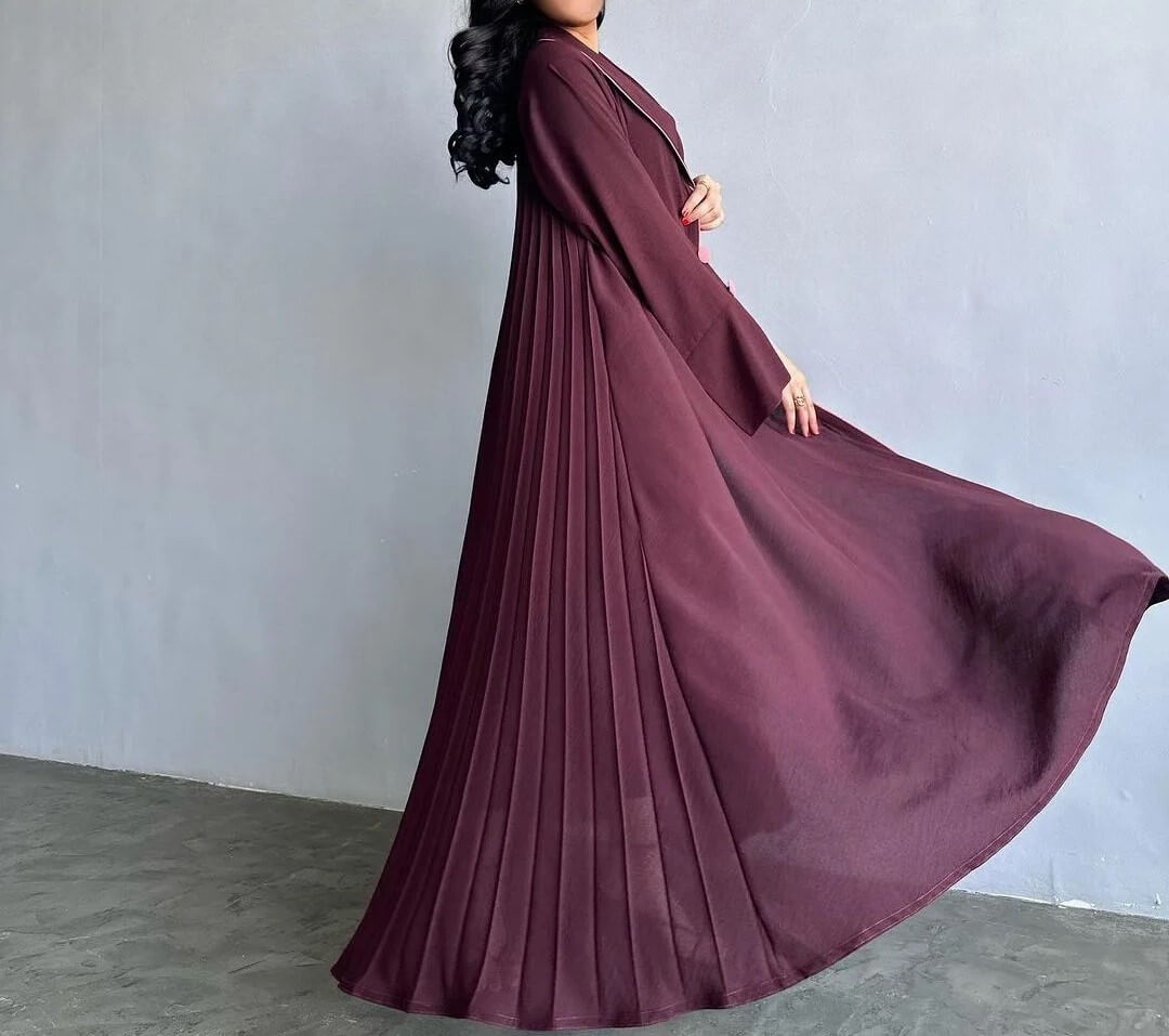 Veste kimono Breeze kaki/rouge vin