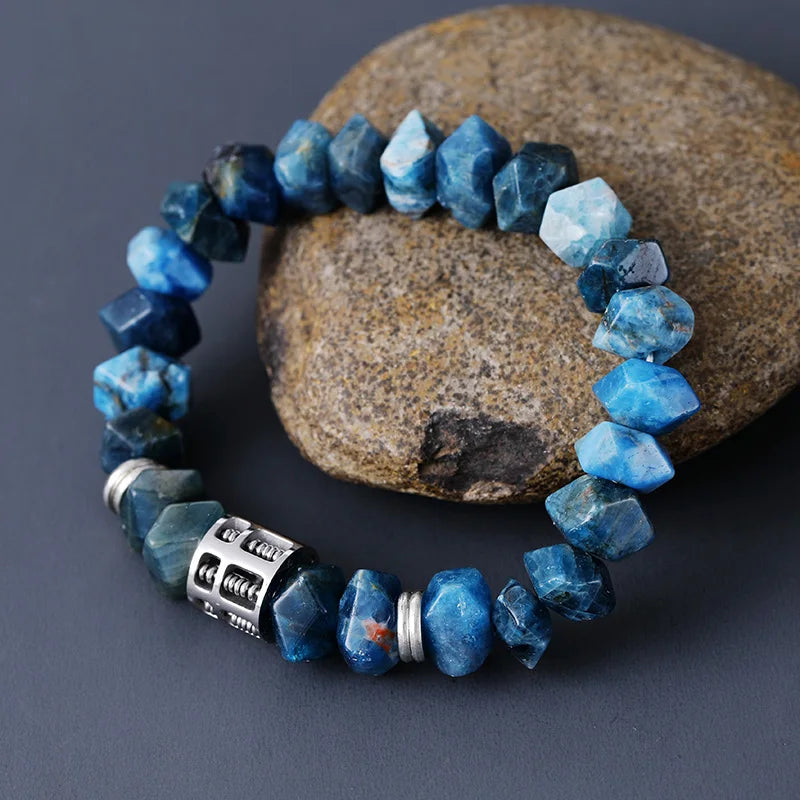 OceanFlow Apatite Bracelet — Stainless Steel & Natural Stone